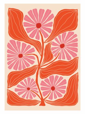Pink Flowers Offset Printed 50x70cm Aparte X Rebecca Zwanzig