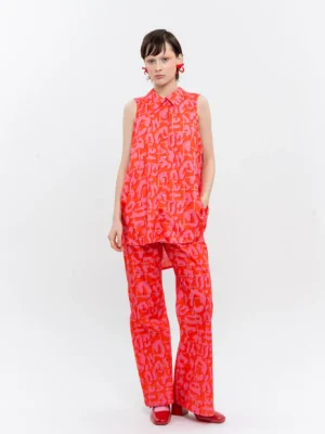 Red Leopard Flare Trousers