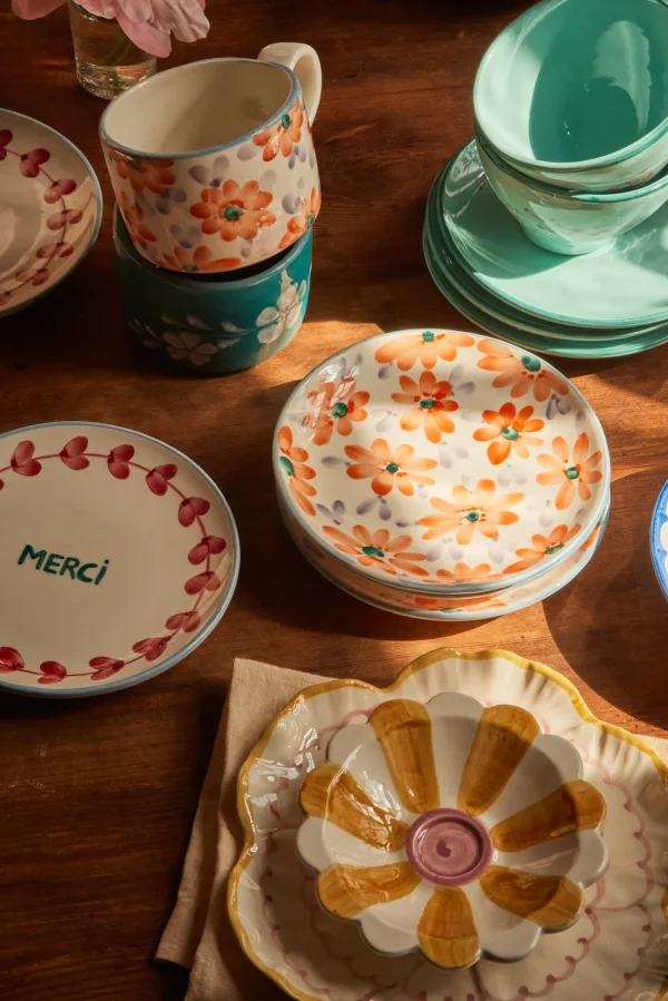 Ceramic Plate Orange Flowers