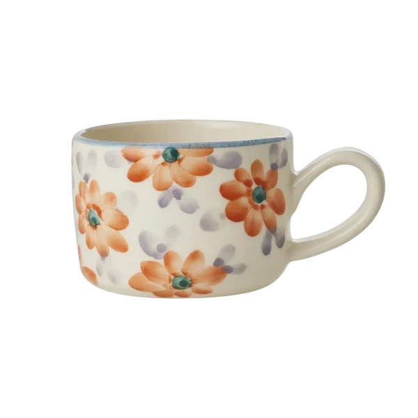 Ceramic Mug with orange Flowers 200 ML