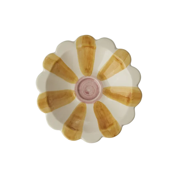 Ceramic Bowl with Yellow Stripes