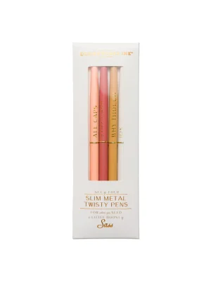Pen Set Twisty Motivation Slim Metal Cream