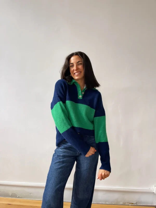 Sweater Paola Green and Blue Jersey