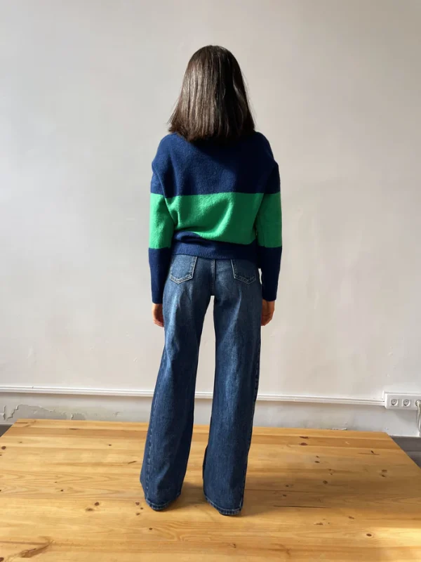 Sweater Paola Green and Blue Jersey