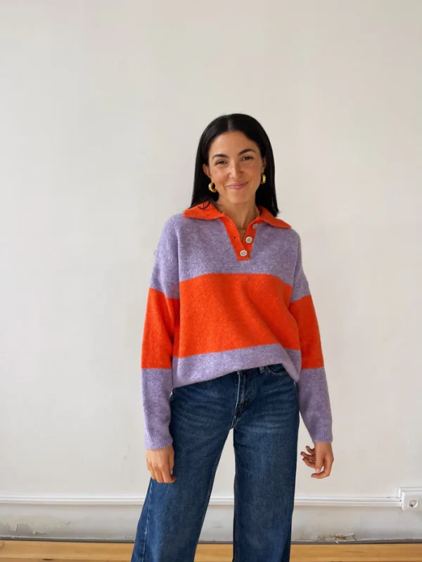 Sweater Jersey Paola Naranja y Lila