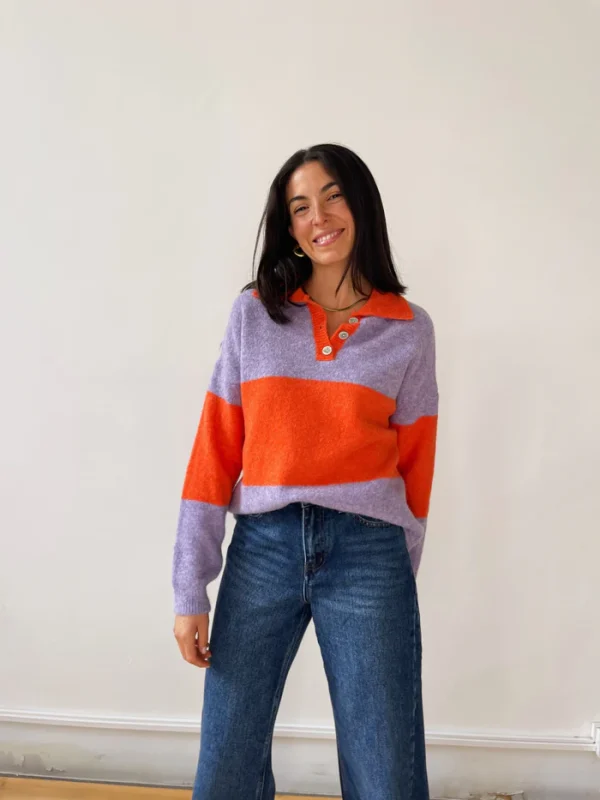 Sweater Jersey Paola Naranja y Lila