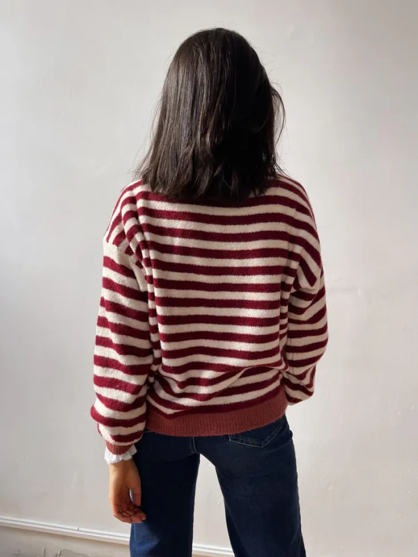 Sweater Jersey Pia Burgundy y Beige