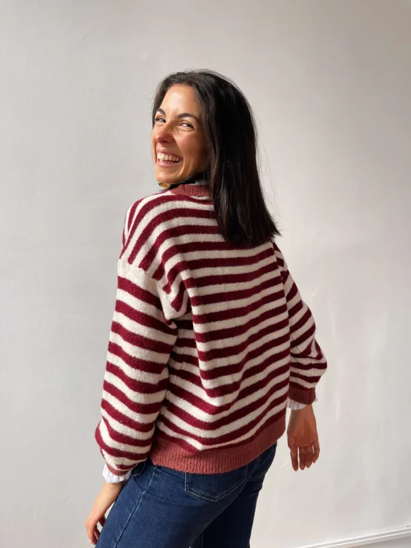Sweater Jersey Pia Burgundy y Beige