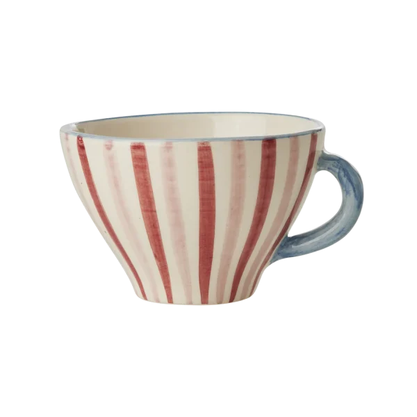 Ceramic Tea Cup - Hand Painted Stripes