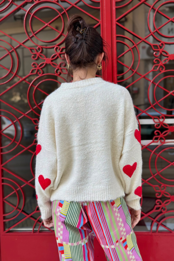Sweater Wool Red Hearts