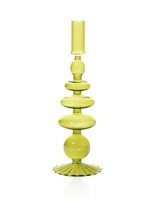 Glass Candle Holder Pear Green