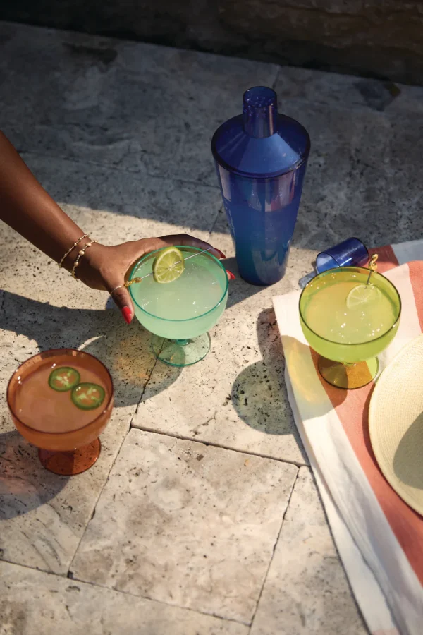 Σετ των 4 The Rue Margarita Glass Τιρκουάζ