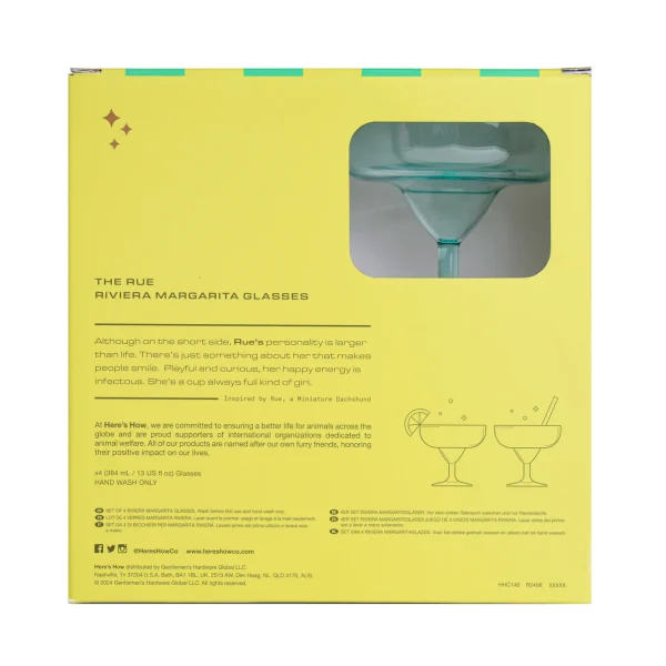Σετ των 4 The Rue Margarita Glass Τιρκουάζ