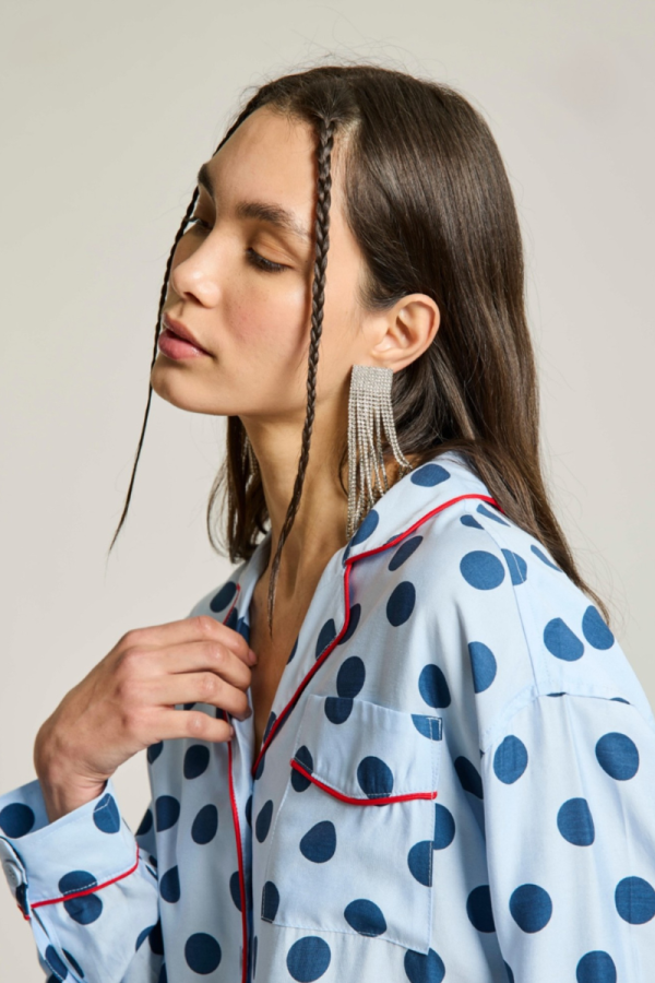 Shirt with Collar Polka Dot in Blue.