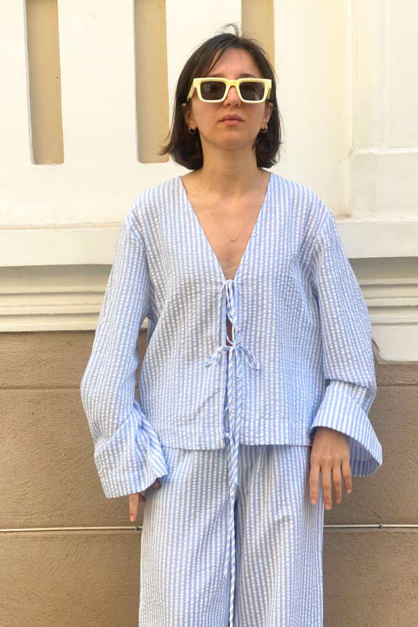 Pleated Shirt Blue