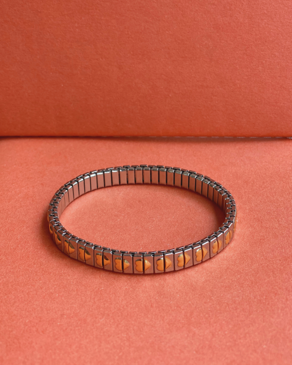 Silver Bracelet with Gold Hearts