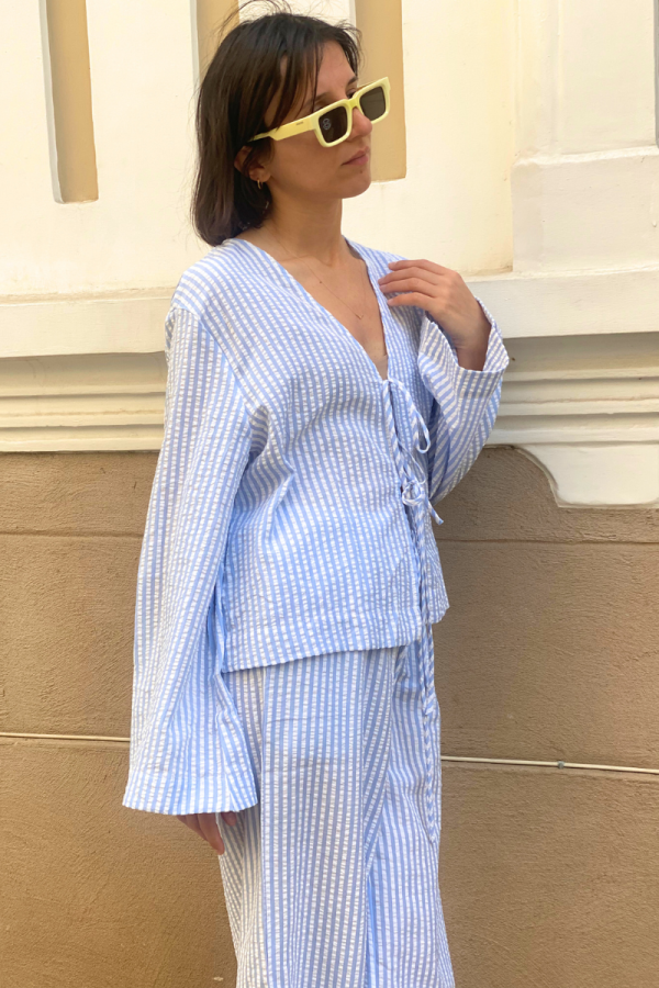 Pleated Shirt Blue