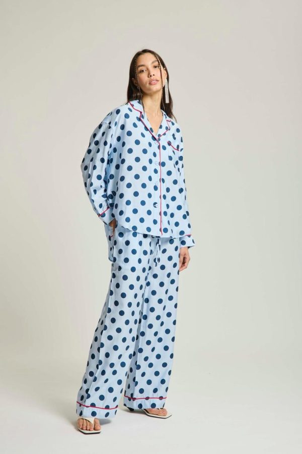Shirt with Collar Polka Dot in Blue.