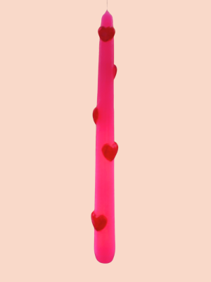 Candle 3D Pink with Red Hearts