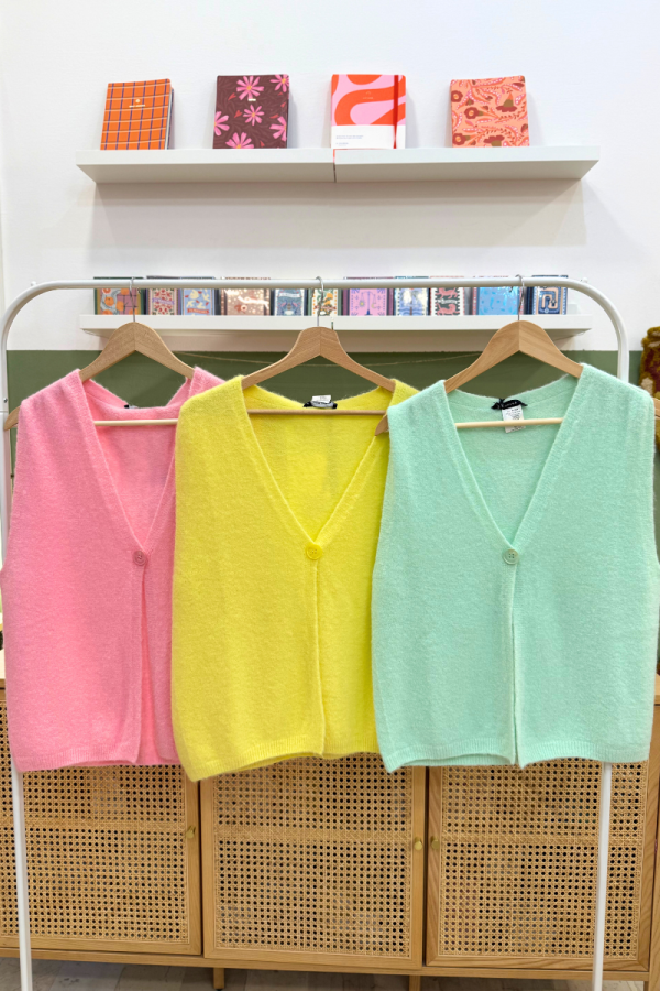 Cardigan Vest Yellow