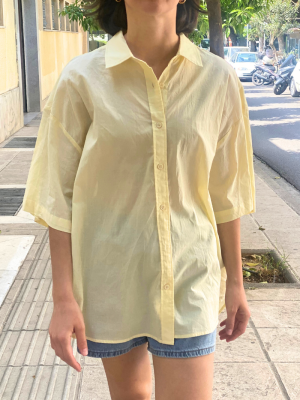 Oversized Κοντομάνικο Πουκάμισο Κίτρινο