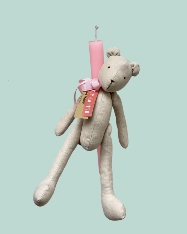 Pink Bear Easter Candle