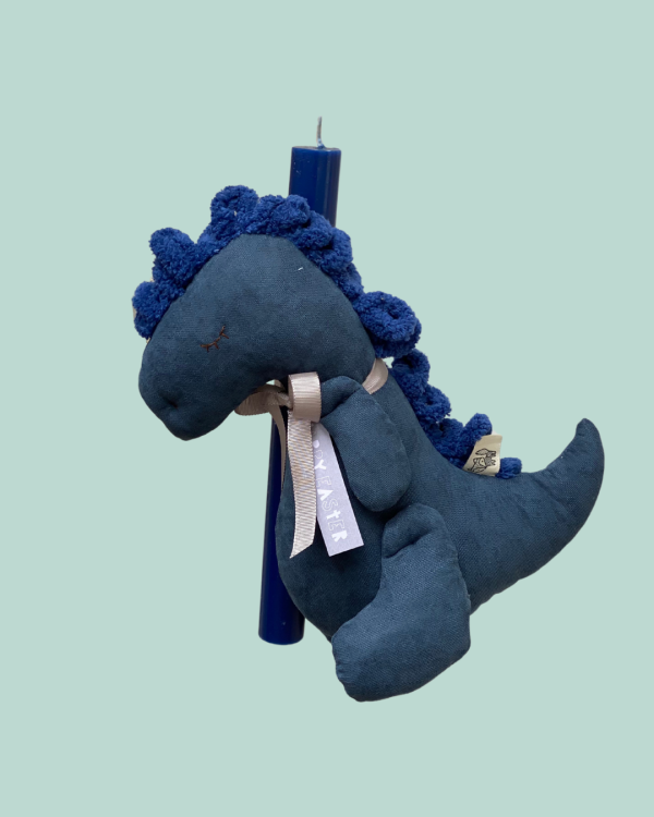 Blue Dinosaur Easter Candle