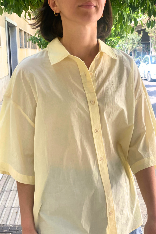 Oversized Κοντομάνικο Πουκάμισο Κίτρινο