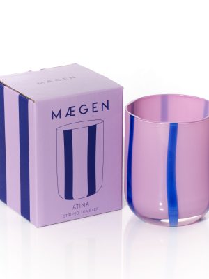 Atina Stripe Drinking Glass Navy & Lilac