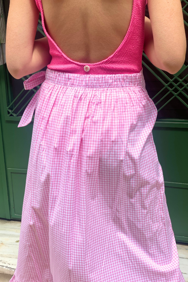 Midi Wrapped Vichy Skirt Pink