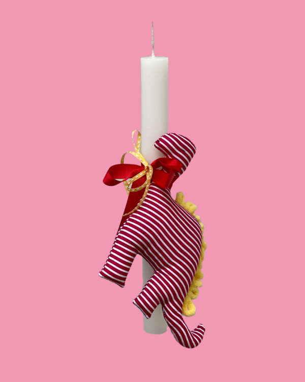 Small Red Dinosaur Easter Candle