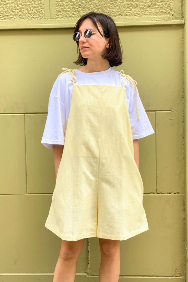 Playsuit Shorts Stripped Yellow