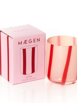 Atina Stripe Drinking Glass Pink & Red