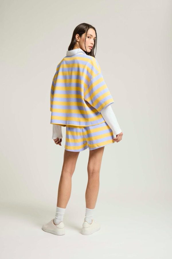 Shortsleeved Polo Stripped Yellow/ Lila