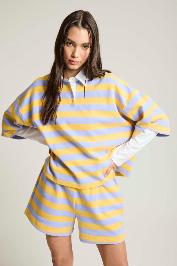Shortsleeved Polo Stripped Yellow/ Lila