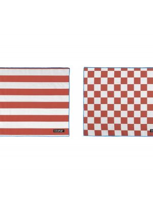 Table Covers Set of 2 Checkered/Striped Red