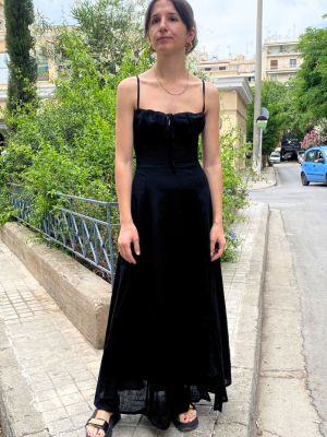 Μάξι Φόρεμα Με Κορδόνια Μαύρο