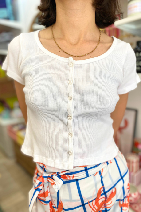 Crop Top with Buttons White