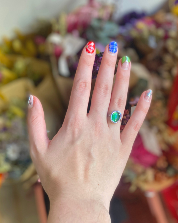 Silver Ring with Green Stone