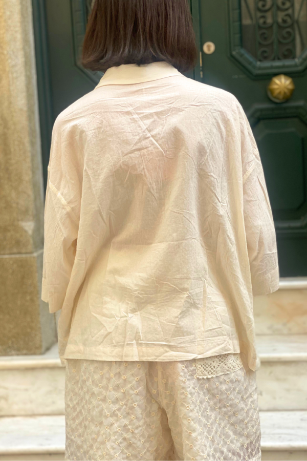 Beige Lace Sheer Blouse