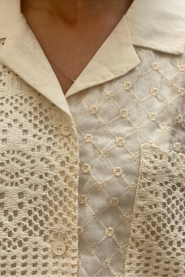 Beige Lace Sheer Blouse