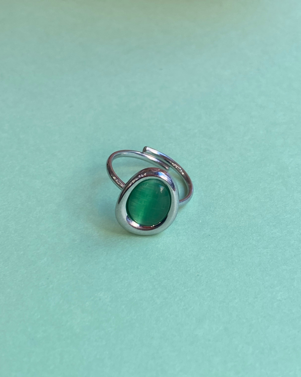 Silver Ring with Green Stone