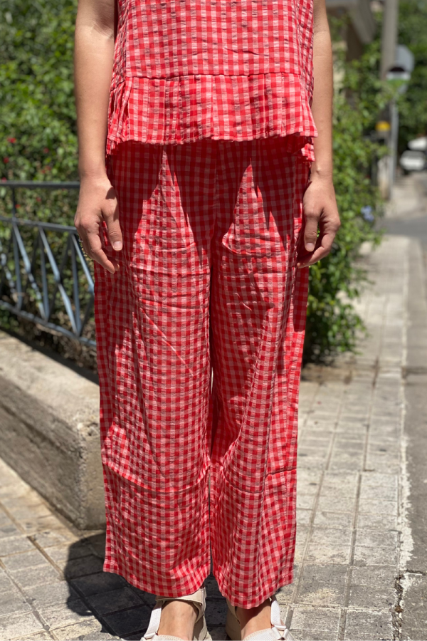 Παντελόνι Καρό Πορτοκαλί/Ροζ