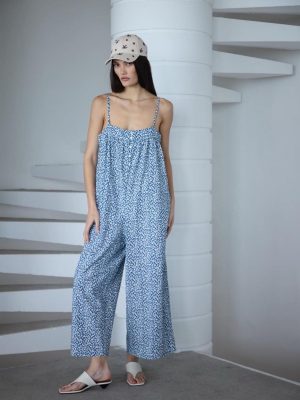 Blue Leopard Print Jumpsuit