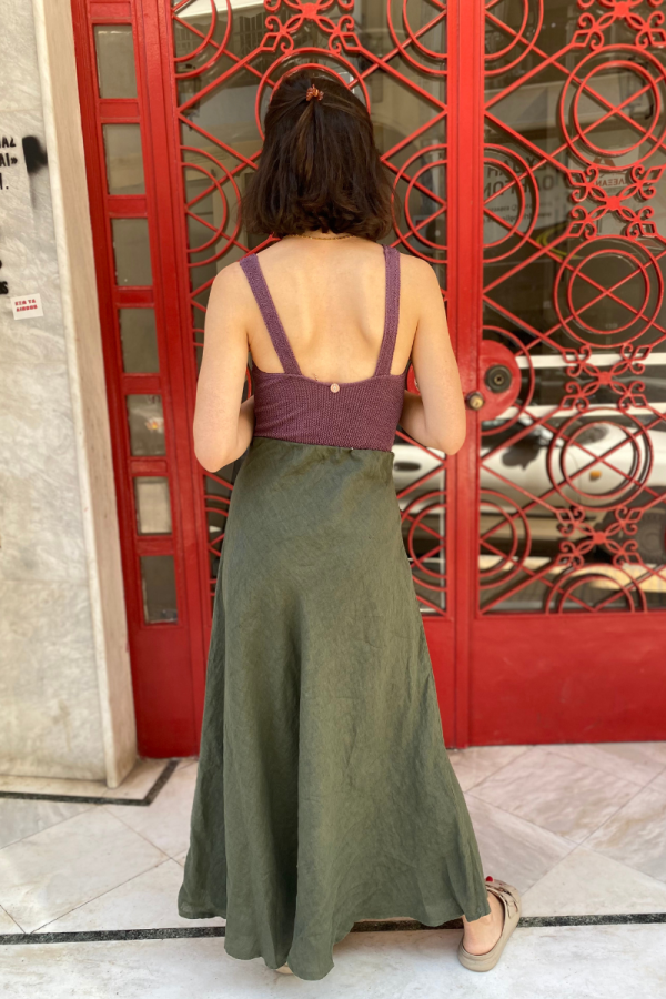 Midi Skirt Linen Olive