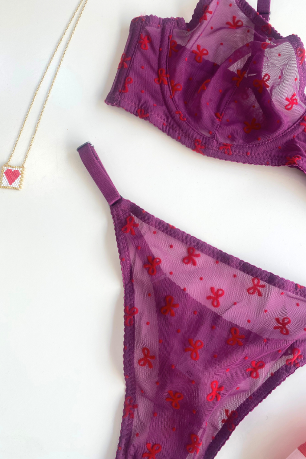 Set Underwear with Bows Purple