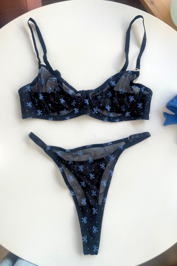 Set Underwear with Bows Black