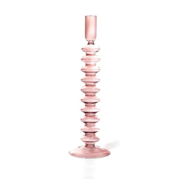 Glass Candle Holder Pink