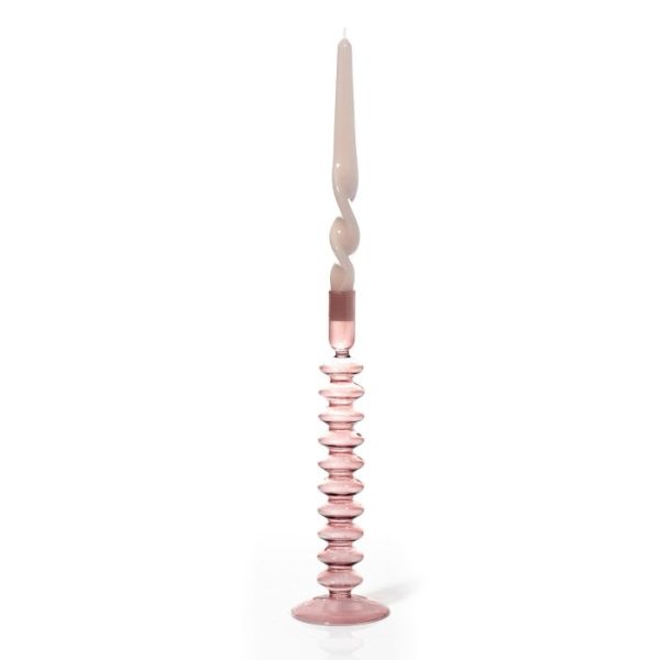 Glass Candle Holder Pink