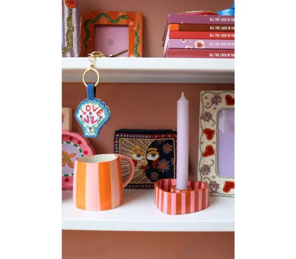 Candleholder Striped Flowers